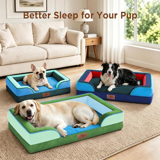 Comfort Expression Orthopedic Dog Bed for Extra Large Dogs with Bolster | Waterproof Dog Couch Bed with Washable Cover & Non-Slip Bottom, Supportive Egg Crate Foam XL Pet Bed, 42x30 Inch - Image 7