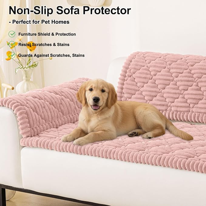 Smiry Couch Cover for Dogs Washable, Non Slip Fuzzy Pet Sofa Protector | Soft Thick Furniture Cover for Sofa, Loveseat and Sectional, Scratch & Pet Hair Resistant (Dusty Rose, 27.6" x 59") - Image 11