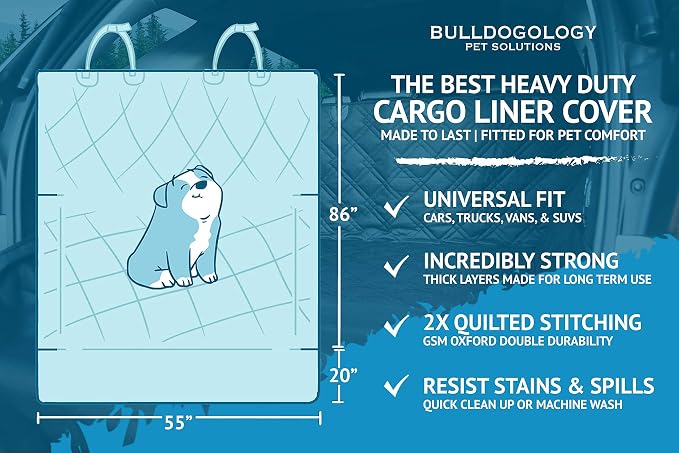Bulldogology SUV Cargo Liner for Dogs 55"x106" Heavy Duty Pet Trunk Cargo Cover - Dog Car Seat Cover Waterproof Nonslip - Dog Hair, Muddy Paws, Scratches Protector for Cars Vans SUVs (X-Large, Grey) - Image 5