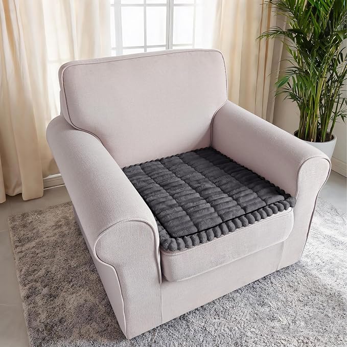 U-NICE HOME Fuzzy Chair Cover Arm Covers, Dark Grey, 27.6''x27.6'' | Non-Slip, Washable, Couch cover for dog, Pet friendly, Furniture Protector - Image 2