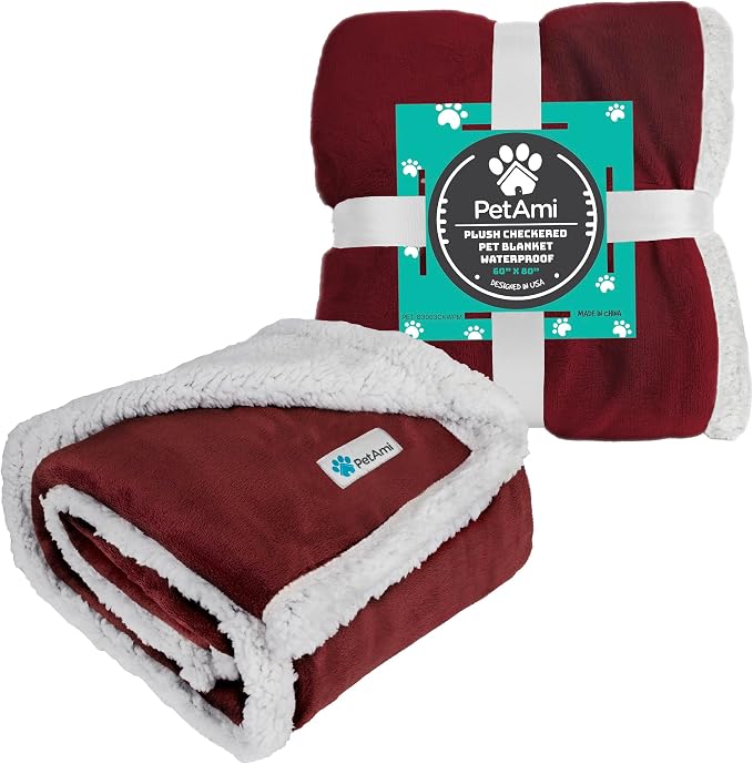 PetAmi Waterproof Dog Blanket for Couch, Pee Proof Sherpa Fleece Reversible Pet Throw, Furniture Protector for Bed Sofa Kennel, Soft Washable Cover for Small Medium Dog Puppy Cat, 29x40 Wine Red - Image 8