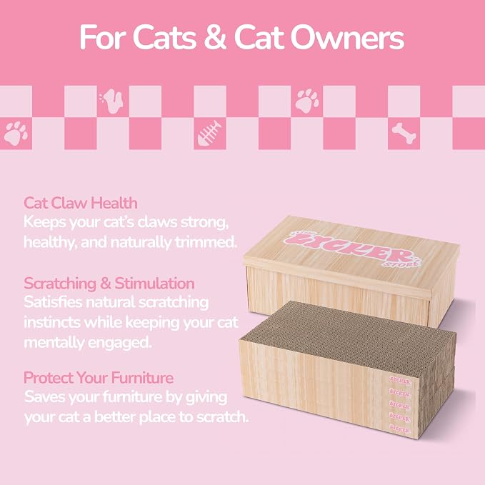Naomi 18" x 10" Reversible Corrugated Cardboard Cat Scratcher Pads with Catnip, 5-Pack, Oak Wood Finish Modern Furniture Protector CSR1009B - Image 5