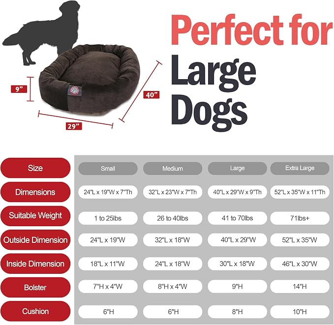 Majestic Pet 40 Inch Micro Velvet Calming Dog Bed Washable – Cozy Soft Round Dog Bed with Spine for Head Support - Fluffy Donut Dog Bed 40x29x9 (inch) – Round Pet Bed Large – Storm - Image 3