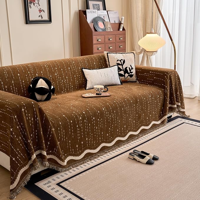 ROOMLIFE Couch Cover Boho Sofa Covers for 3 Cushion Couch Washable, Furniture Protector Sofa Couch Cover for Dogs, Soft Breathable Sofa Slipcover, Couch Throw Blankets with Tassels 71''X118'' - Image 4