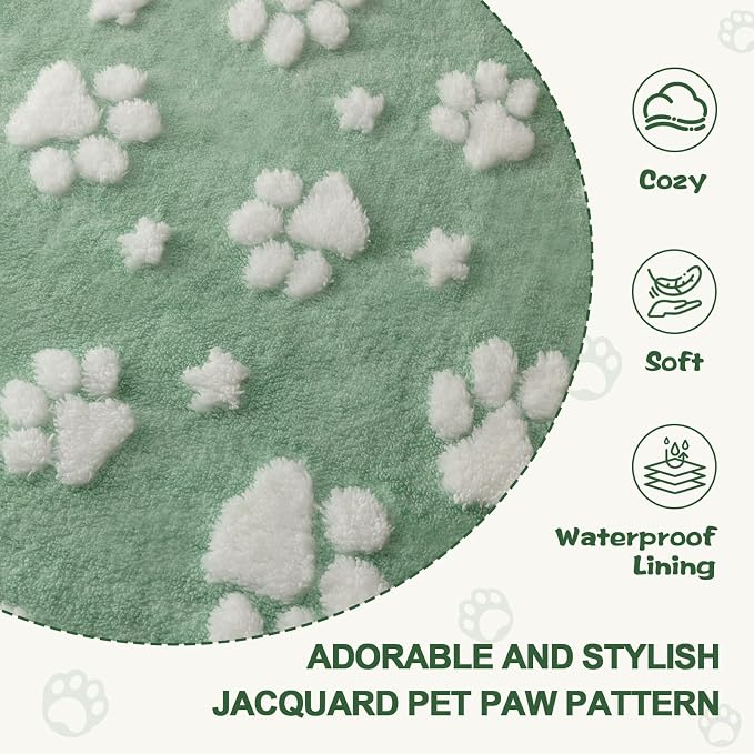 Waterproof Blanket for Dog Cat or Adult, Cute 3D Textured Paw Dog Blanket for Bed Couch Sofa, Soft Liquid Pee Proof Pet Furniture Protector, 60"x80", Green - Image 5