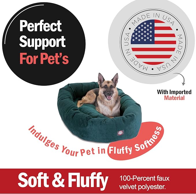 Majestic Pet 52-Inch Calming Donut Dog Bed – XL Washable Round Pet Bed with Micro Velvet – Orthopedic Spine Support for Head & Neck – Soft Fluffy Cuddler for Extra Large Dogs, 52x35x11, Marine - Image 2