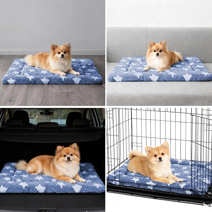 Dog Bed Mat - Dog Crate Pad - Reversible Mat for Pet Comfort - Soft Bed Crate Pads with Dual-Sided Design for All Seasons(Dark Blue Stars, 24" L*18" W*1.5" Th) - Image 6