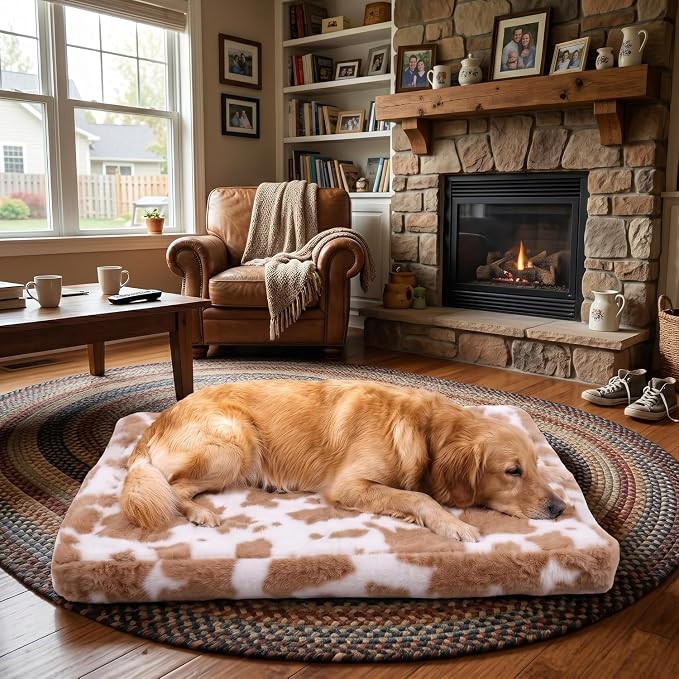 Waterproof Dog Bed Cover Replacement, Luxury Faux Fur Calming Pet Bed Cover with Fitted Sheet Design, Anti-Slip Bottom & Elastic Cord, Washable Protective Topper for Orthopedic Dog Beds - Image 6
