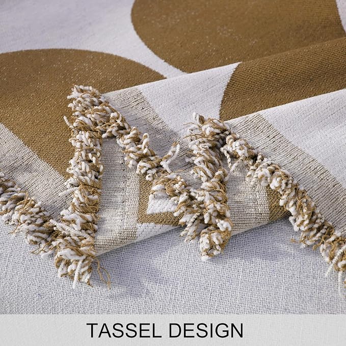 Couch Cover for Sofa, Boho Sofa Cover Washable Couch Cover for Dogs, Pet Sofa Cover for 2-Cushion Couches with Tassel Furniture Protector Cover,71" x 118",Khaki-Half-Round-2 - Image 5