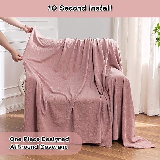 MEETSKY Chair Cover Cat Scratch Proof Recliner Chair Covers, Oversized Armchair Sofa Covers Washable Sofa Slipcover for Single Couch, Soft Small Couch Slipcover for Pets Dogs, 71" x 91", Pink - Image 4