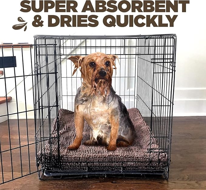 Soggy Doggy Crate Mate Dog Crate Pad, Chocolate Brown, Extra-Large 28x42 | Reversible chenille pad; absorbs 7x its weight; fits wire, plastic crates & cars; puppy to senior dog; quick-dry - Image 2
