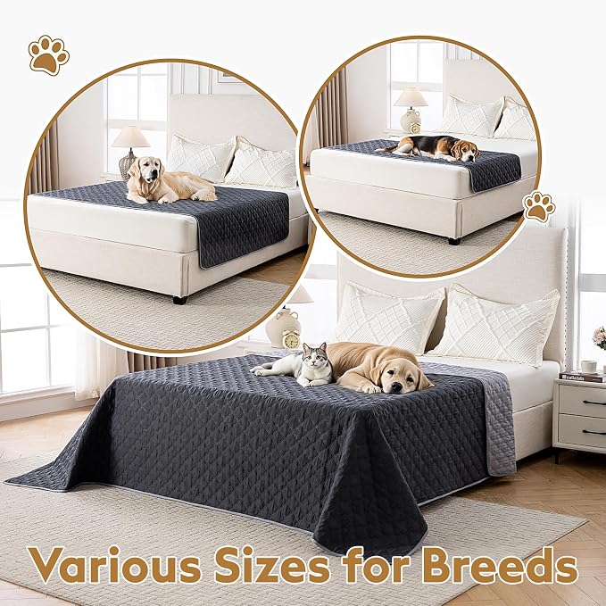 FunFurry Waterproof Dog Blanket, Couch Cover for Dogs Washable, Reversible Dog Bed Cover.(Dark＆Light Grey, 82 X 82 Inch - 1 Pack) - Image 4