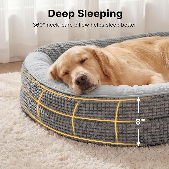 Veehoo 2-in-1 Dog Cave Bed with Cover, Covered Dog Bed for Large Dogs | Hooded blanket, supportive foam, removable washable cover, plush comfort, non-slip bottom - Image 6