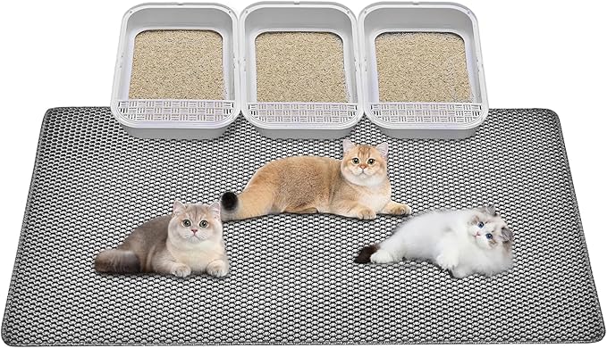 Cat Litter Mat,Extra Large 46"x26",Honeycomb Dual-Layer Design – Traps Litter Effectively, Waterproof & Urine Proof, Non-Slip, No BPA/Phthalate, Washable & Easy Clean by Poicrm