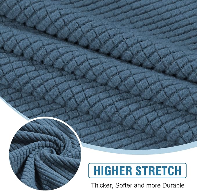 H.VERSAILTEX Sectional Couch Covers 1 Piece Chaise Slipcover L Shape Separate Cushion Couch Cover for Both Left/Right Sectional Couch (Seat Only: 1 Chaises, Dusty Blue) - Image 4