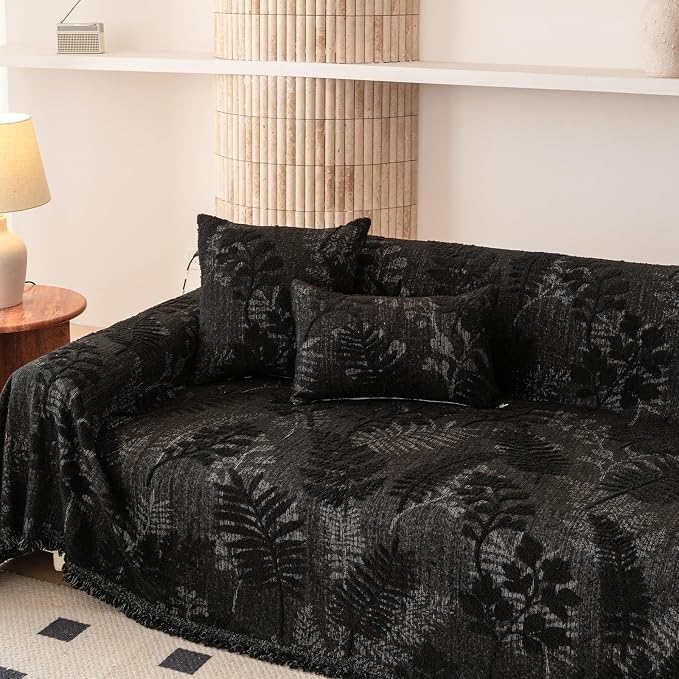 ROOMLIFE Couch Cover 3 Cushion Sofa, Washable Non Slip Furniture Sofa Protector Cover, Soft Chenille Sofa Slipcovers Sectional L Shape Dogs Couch Cover Throw Blanket with Tassels 71''X150'' - Image 9