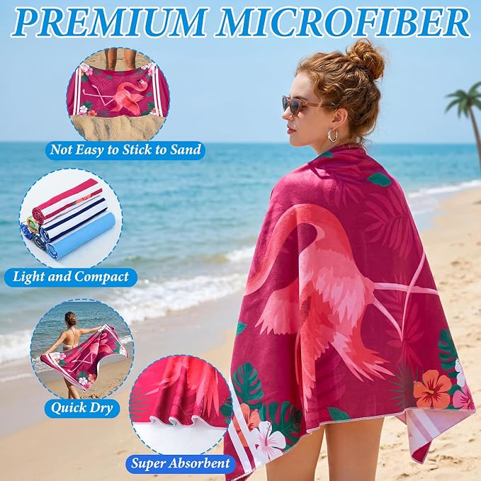 Mindsoft 12 Pcs 30" x 60" Beach Towel Yoga Towel Microfiber Soft Quick Dry Sand Free Oversized Lightweight Cute Beach Towels Bulk for Bath Camping Travel Pool Party Teacher Appreciation Gift - Image 3