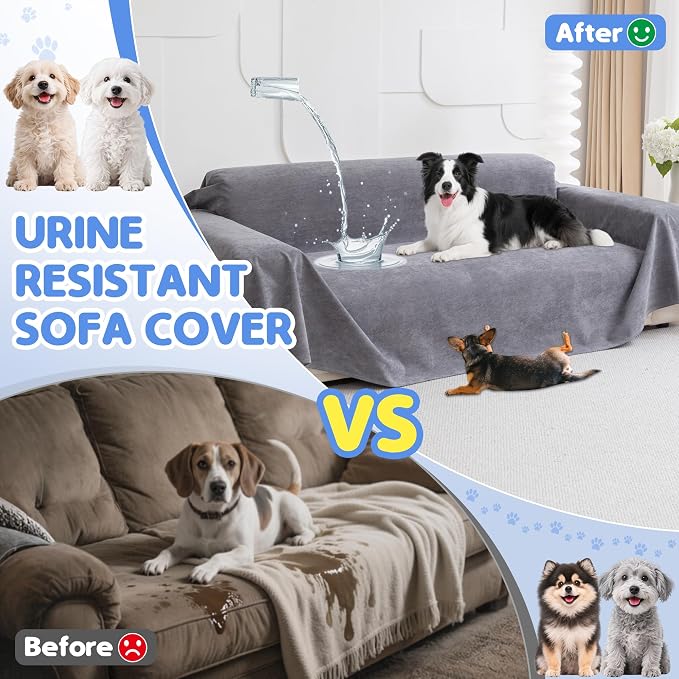 Loiion 100% Double-Sided Waterproof Dog Sofa Cover - Anti-Slip, Leakproof Couch Cover, Pet-Friendly Couch Protectors for Puppy, Large Dog, Kids and Pets134 X71 - Image 2