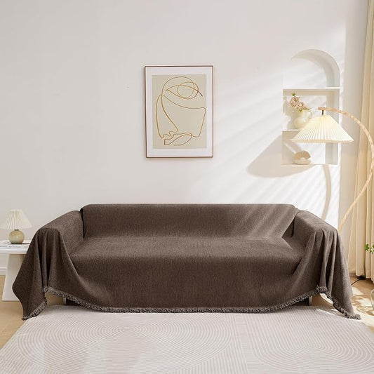 MEETSKY Oversized Couch Cover Sofa Covers Couch Covers for 3 Cushion Couch Sofa Pet Friendly, L Shaped Sectional Sofa Covers Washable Simply Put Sofa Throw Cover for Dogs, 91"x 150"，Dark Chocolate by MEETSKY