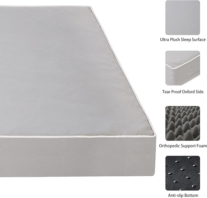 Light Grey 36''x27''x3 Medium L Orthopedic Dog Bed | Soft, Waterproof, Egg Foam, Pet Crate Beds Mat, Kennel Pads, Removable Washable Cover,Non-Slip Bottom,Anti-slip oxford fabric - Image 4
