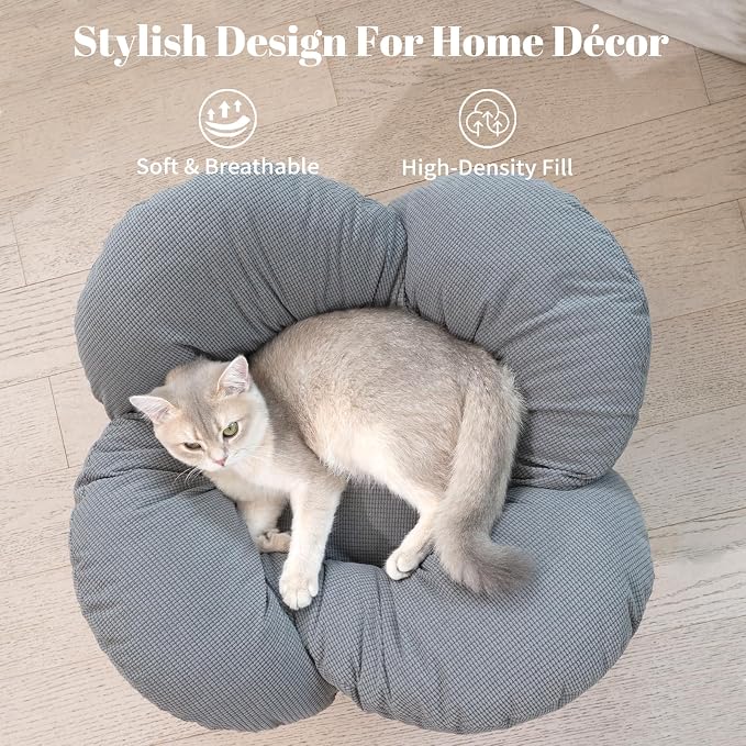 CHEERHOME PETS Elevated Cat Bed Wooden with Cushion Fluffy Pet Couch Sofa for Indoor Cats Raised Kitty Lounge Chair Suitable for Puppy, Cat Furniture(Gray) - Image 3