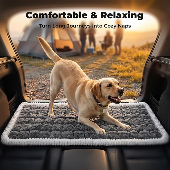 Avont Dog Bed for Car Back Seat, 2026 New Backseat Pet Bed Mat | 52.3"x23.6" Back Seat Pet Cover for Dogs Machine Washable Non-Slip Thick Plush Travel Mat for SUVs Trucks Camping - Dark Grey - Image 3