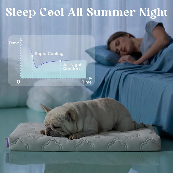 LESURE ApexCloud™ Cooling Dog Bed with Washable Cover for Medium Dogs, 29IN | Q-Max>0.5 Cool-Touch Fabric, Orthopedic Egg Crate Foam,Breathable Non-Slip Summer Mat,For Active Senior Long-Haired Pets,Grey - Image 4