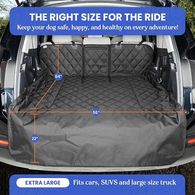 4Knines Split Cargo Liner for SUV – for Dogs & Pets, Heavy-Duty, Waterproof Trunk Mat & Cargo Cover – Fits 60/40 Split Bench & Armrest Pass-Through – Machine Washable, Non-Slip (Extra Large, Black) - Image 4