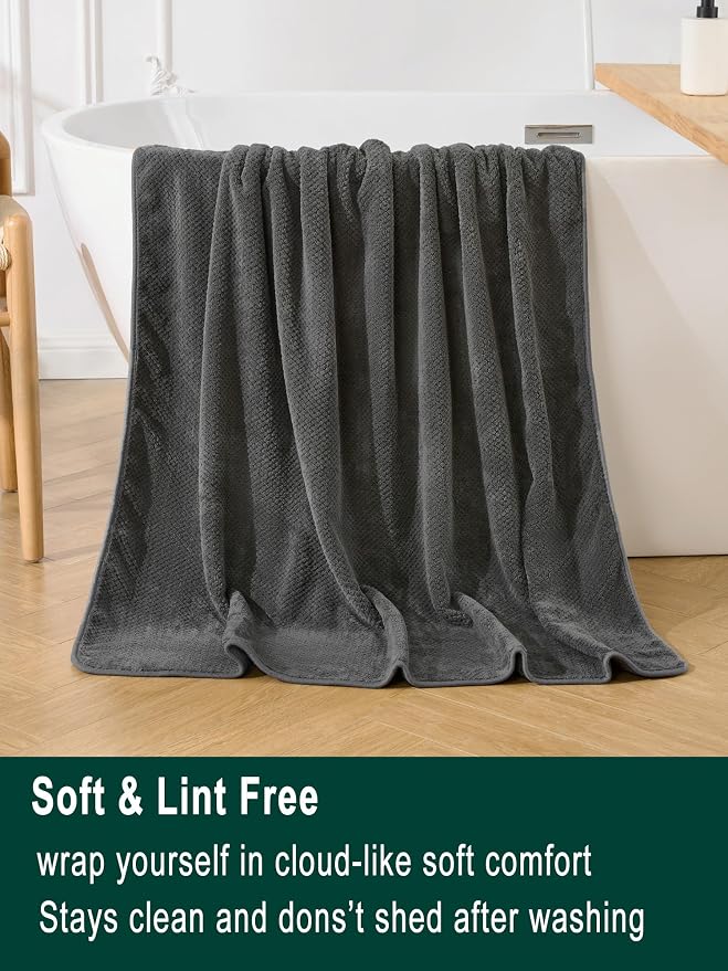 Extra Large Bath Sheets Set 6-Piece, 2 Bath Towels 40x80 Inches, 2 Hand Towels, 2 Washcloths, Soft Absorbent Quick Dry Microfiber Towels for Bathroom Beach Pool Gym Spa, Charcoal Gray - Image 4