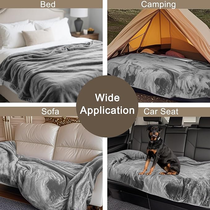 gogobunny Dog Blanket, Waterproof Reversible Sherpa Fleece Throw Blanket, Furniture Cover for Bed, Couch, Sofa Protection from Liquid Pee and Pet Fur of Puppy, Cat (Grey, 30x70 inches) - Image 4
