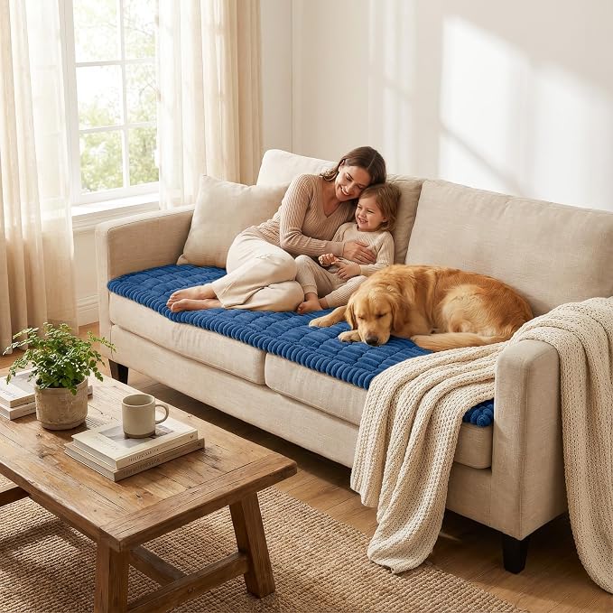 Smiry Couch Cover for Dogs, Non Slip Washable Sofa Protector for Pets | Soft Furniture Cover for Leather & Fabric Couches, Cozy Protect Against Fur, Dirt & Messes, Pet Friendly, 35.4"x88" - Image 6