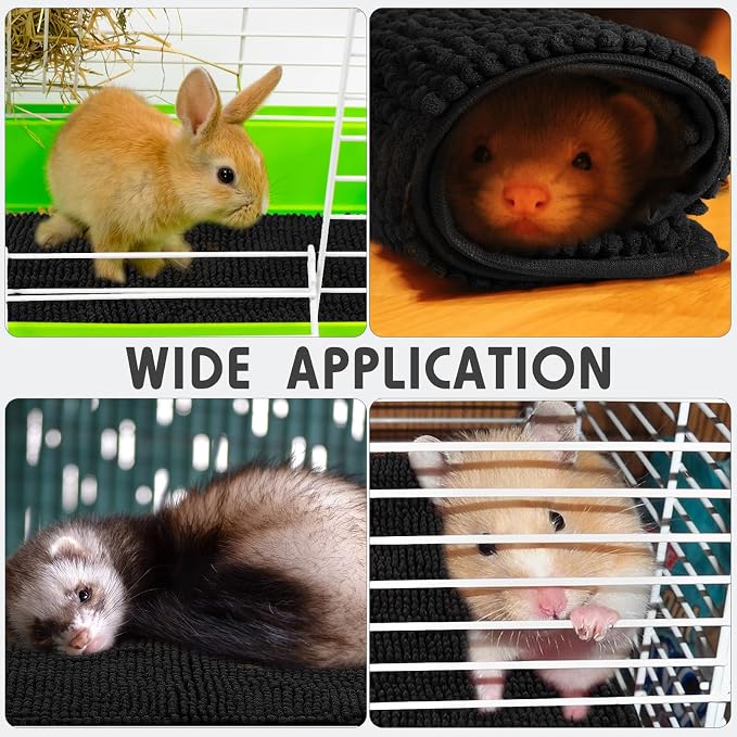 Amylove 4 Pcs Guinea Pig Cage Liner 16 x 24 Inch Washable Chenille Pee Pads Pet Dog Cat Bedding Training Mat Reusable for Small Animals Puppy Bunny Hamster Chinchilla - Image 6