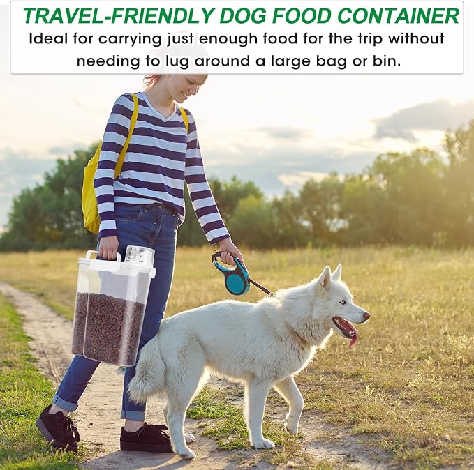 TBMax Dog Food Storage Container 5-7 lbs, Airtight Cat Food Container with Larger Spout & Measuring Cup, Portable Pet Food Storage Dispenser for Small Animal Kibble Storage, Bird Seed Container - Image 5