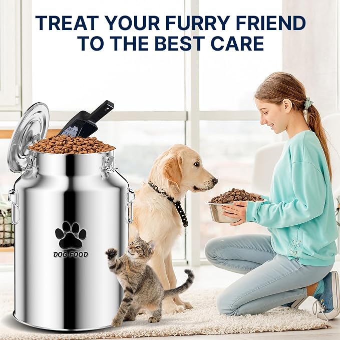 40Lbs Large Metal Dog Food Storage Container, Stainless Steel Dog Food Storage Tank, Multifunctional Storage Bin with Lid and Spoon, Food Storage Container for Big Dogs, Keep Fresh, Easy to Clean - Image 6