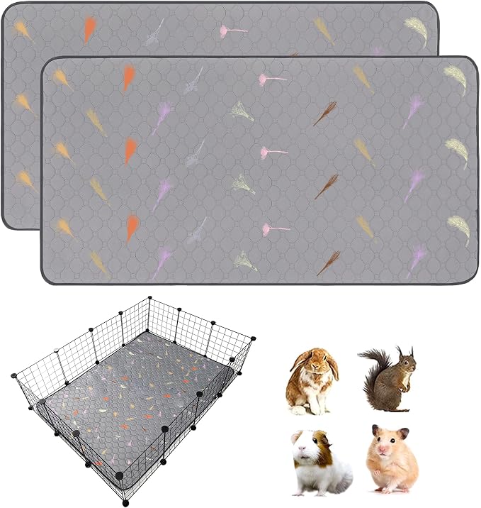 2Pcs Guinea Pig Cage Liners,Guinea Pig Fleece Cage Liners42''X56'' Super Absorbent Washable Pee Pads Reusable for Rabbit Hamster Chinchilla by LWYMX