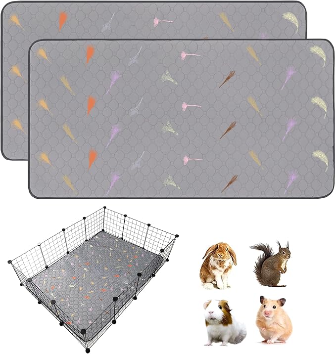 2Pcs Guinea Pig Cage Liners,Guinea Pig Fleece Cage Liners36''X48'' Super Absorbent Washable Pee Pads Reusable for Rabbit Hamster Chinchilla by LWYMX