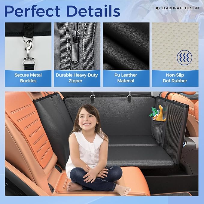 HOB4U Truck Back Seat Extender for Dogs, Hard Bottom Dog Car Seat Cover | Waterproof PU Leather, Anti-Scratch, Larger Space, Supports Up to 400lbs - Image 6