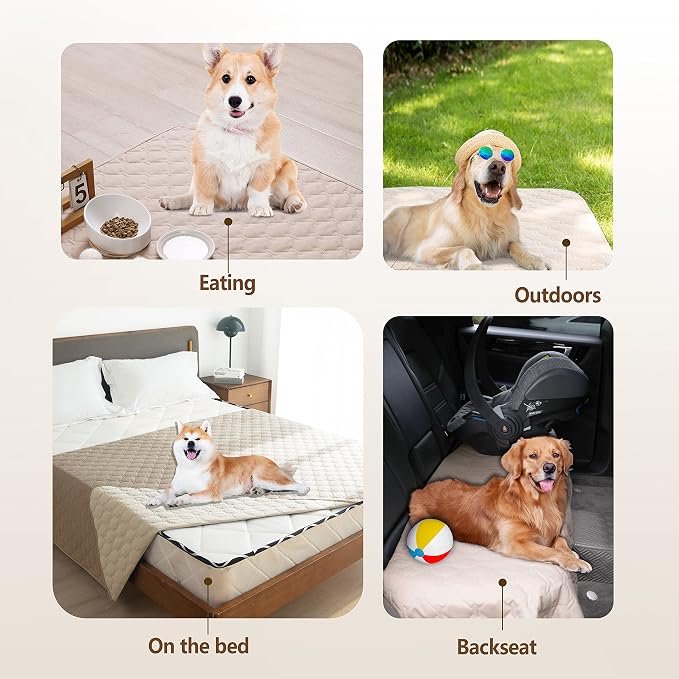 gogobunny 100% Double-Sided Waterproof Dog Bed Cover Pet Blanket Sofa Couch Furniture Protector for Puppy Large Dog Cat, Reversible (30x70 Inch (Pack of 1), Dark Beige/Light Beige) - Image 6
