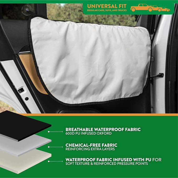 Plush Paws Products Premium Car Door Protector | Washable & Waterproof Interior Door Cover for Car, Truck, & SUV | One Size Fits Most Nonslip, Tear Resistant Door Guard | Set of 2 Grey - Image 5