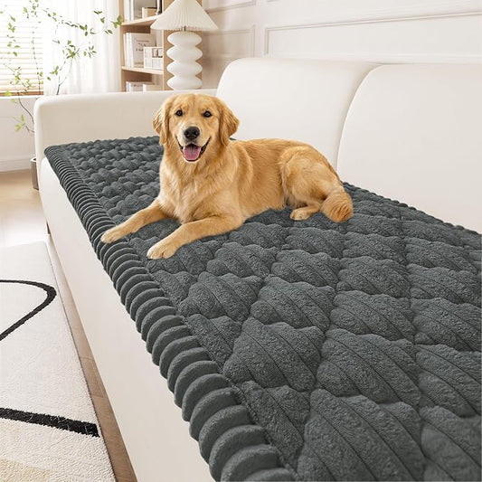 Smiry Couch Cover for Dogs Washable, Non Slip Fuzzy Pet Sofa Protector | Soft Thick Furniture Cover for Sofa, Loveseat and Sectional, Scratch & Pet Hair Resistant (Dark Grey, 27.6" x 70.9") by Smiry