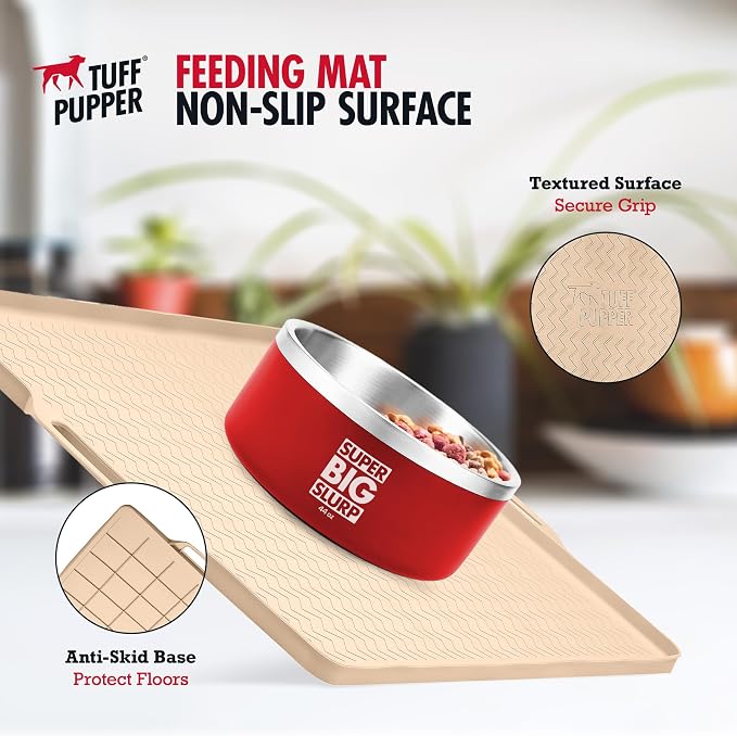Tuff Pupper 22x16 Medium Dog Feeding Mat for Food and Water | Dog Food Mats for Floors | Waterproof Dogs Water Bowl Mats | Dogs Placemats Pet Food-Mat | Silicone Feeding Mat for Cats and Cat Bowls - Image 4