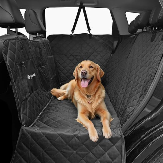 Waterproof Dog Car Hammock for Back Seat with Door Protection, Black | Odorless Material, Soft-Padded, Fits for SUVs & Sedans by Pawander