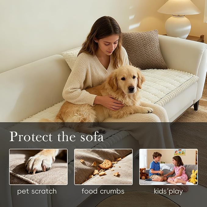 Couch Covers for 3 Cushion Couch Sofa Pet Friendly,Non-Slip Sofa Cover Washable - Image 3
