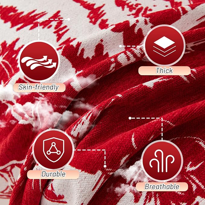 MYSKY HOME Christmas Couch Cover, Sofa Cover for 2 Cushion Couch, Non-Slip Soft Sofa Slipcover Protector, Sofa Covers Washable, Couch Covers for Sectional Sofa, Sofa Towel for Pet Cat Dog, 71" x 118" - Image 4