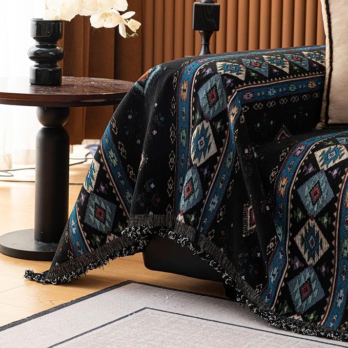 ROOMLIFE Couch Cover 3 Cushion Sofa, Washable Non Slip Furniture Sofa Protector Cover, Soft Chenille Sofa Slipcovers Sectional L Shape Dogs Couch Cover Throw Blanket with Tassels 71''X118'' - Image 3