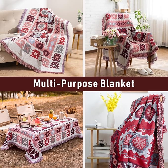Homcosan Sofa Slipcovers Towel Reversible Couch Cover for 3 Seat Cushion Blanket Sofa Cover Bohemian Couch Slipcovers with Tassels Couch Protector for Pets, Kids （X-Large - Image 5