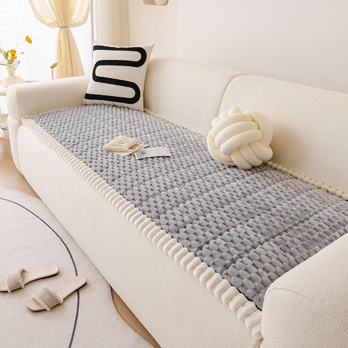 Couch Cover for Dog, Anti Slip Sofa Cover for Sectional, Gray, 27.6 x 59.1 | Soft Thick Couch Covers for 2 Cushion Couch Sofa Pet Friendly, Scratch Resistant Sofa Cover Washable Dog Furniture Protector - Image 6