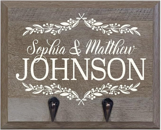 Rooms Organized Personalized Re-Engineered Family Name Barn Wood Decor Wall Mounted Coat Hat and Dog Leash Rack Storage with 2 Metal Hooks 10" w x 8" h 4.25" deep by LifeSongMilestones