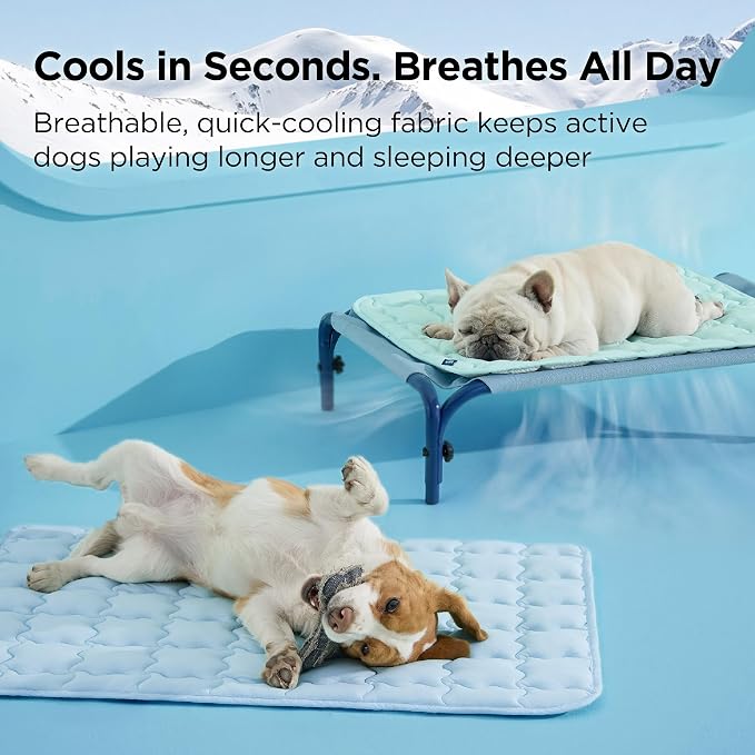 Bedsure Cooling Dog Mat Extra Large, Q-Max>0.5 XL Thin Breathable Cold Crate Pad for Pet, Portable Washable Kennel Bed for Summer Active Dog with Chill Soothing Fabric to Rapid Cooling, 41x28, Blue - Image 3