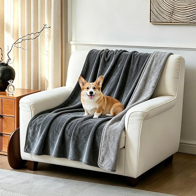 Waterproof Blanket for Bed Sofa, 60"x40" Leakproof, Slate Grey/Cool Grey | Scratch-Resistant Leakproof Pet Throw Blanket Machine Washable Reversible - Image 6